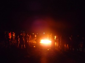 One of several bonfires that were lit to ring in 2014